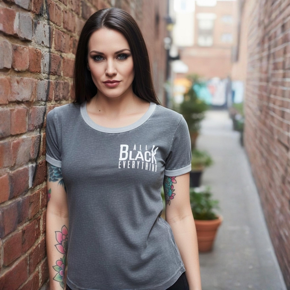 Black Matter ✦ All Black Everything Burnout Ringer Tee ✦ Heather Gray Graphic L